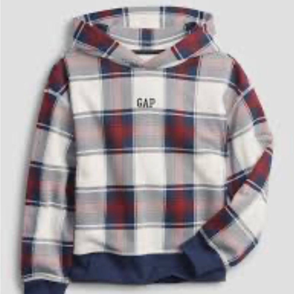 GAP Kids Logo Plaid Hoodie Size Small